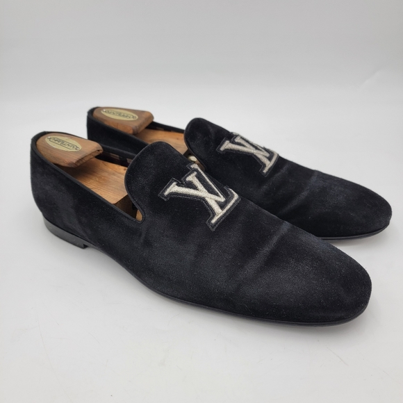 Louis Vuitton Suede Monogram Black Loafer LV size 9 US 9.5 Authentic - Picture 4 of 11